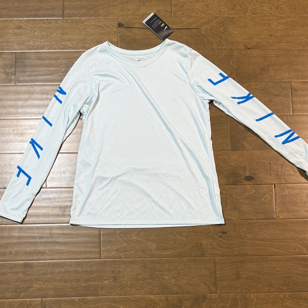 Nike White Long Sleeve with Blue Accents